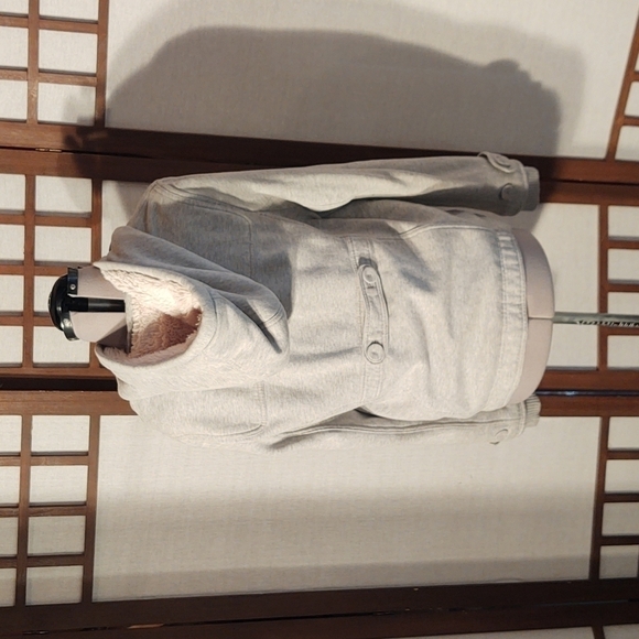 American Eagle Gray Eagle Fleece Jacket Sz L - Picture 5 of 8